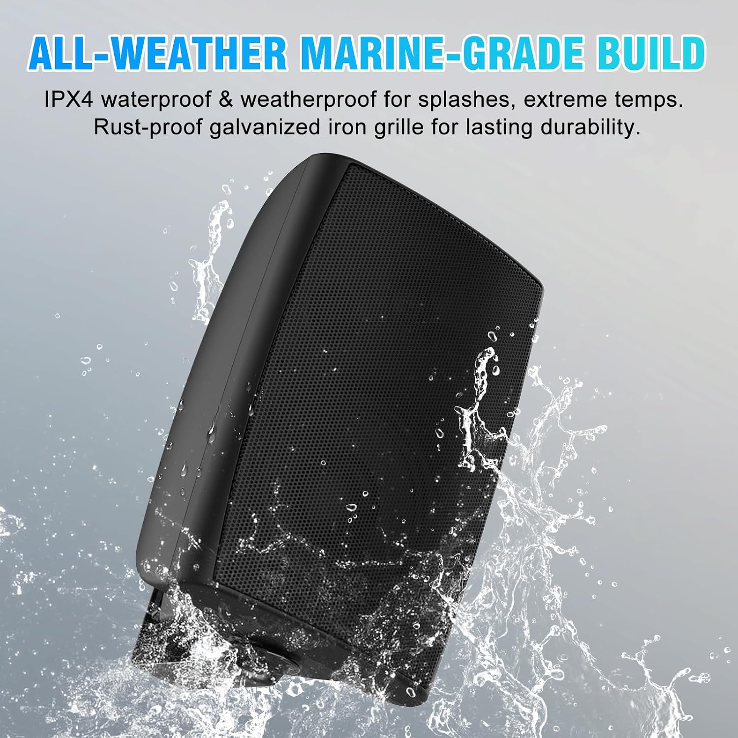 STUDIOFINIX 8-Inch Woofer 600W Passive Outdoor Speakers Wired, Large Wall-Mount Size(10.6x9.4x16.33 11.4lbs Each), IP44 Waterproof All-Weather for Commercial Areas, Spacious Backyards（Pair）